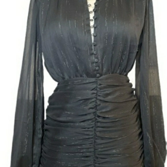 House of Harlow 1960 Lurex Pinstripe Dress | Size 6 | Black - Picture 3 of 5